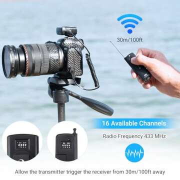JJC Radio Wireless Remote Control Shutter Release for Canon EOS Rebel T7 T6 T5 EOS R6 Mark II R6 R7 R8 R10 R100 RP R T8i T7i T6i T6s T5i T4i SL3 SL2 SL1 EOS 2000D 70D 77D 80D 90D M5 M6 Mark II & More