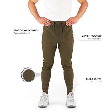 Contour Athletics Hydrafit Joggers - Men's Active Track Pants with Zipper Pockets