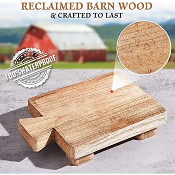 Farmhouse Riser for Room Decor : Decorative Pedestal Stand for Display Your Home Decorations and Uniquely Soap Stand - Rustic Bathroom Counter Tray and Kitchen Decor (Natural Wood)