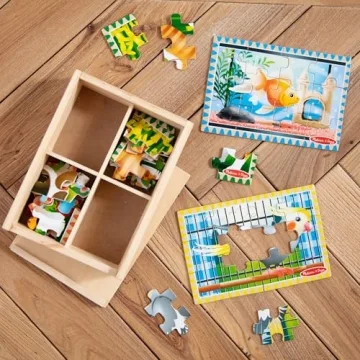 Melissa & Doug Pets 4-in-1 Wooden Jigsaw Puzzles Set