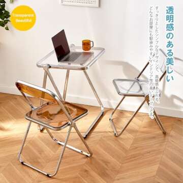 KAIHAOWIN Folding TV Tray Table Acrylic Foldable Table No Assembly Required Tiny Desk for Home Offic...