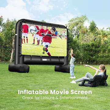 VIVOHOME 16 Feet Indoor and Outdoor Inflatable Blow up Mega Movie Projector Screen with Carry Bag fo...