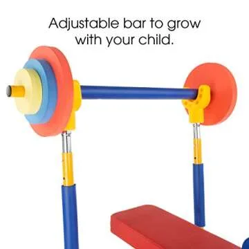 Hey! Play! Toy Bench and Leg Press – Children’s Play Workout Equipment for Beginner Exercise, Weightlifting, Powerlifting - for Boys and Girls, Brown (80-SH-04)