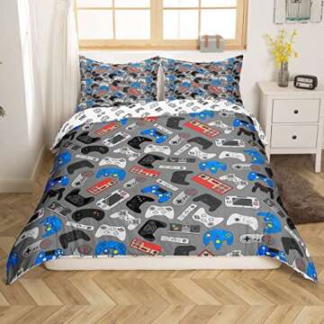Feelyou Gamer Bedding Set for Boys Video Game Decor Comforter Cover Set Kids Teens Queen Gaming Duve...