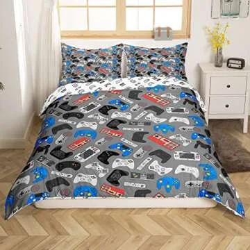 Feelyou Gamer Bedding Set for Boys Video Game Decor Comforter Cover Set Kids Teens Queen Gaming Duve...