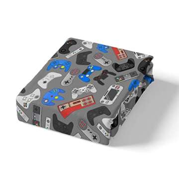 Feelyou Gamer Bedding Set for Boys Video Game Decor Comforter Cover Set Kids Teens Queen Gaming Duvet Cover Set Super Soft Quilt Cover with 2 Pillow Shams Grey