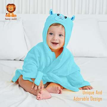 Sunny zzzZZ 2 Pack Unisex Baby Plush Animal Face Robe for 0-9 Months - Neutral Design Softest Newbor...