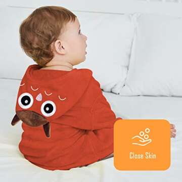 Sunny zzzZZ 2 Pack Unisex Baby Plush Animal Face Robe for 0-9 Months - Neutral Design Softest Newborn Clothes for Boys and Girls - Baby Essentials Registry Search Gifts - Owl and Rhino