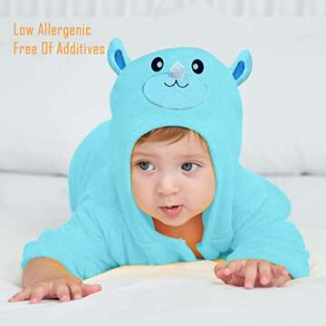 Sunny zzzZZ 2 Pack Unisex Baby Plush Animal Face Robe for 0-9 Months - Neutral Design Softest Newborn Clothes for Boys and Girls - Baby Essentials Registry Search Gifts - Owl and Rhino