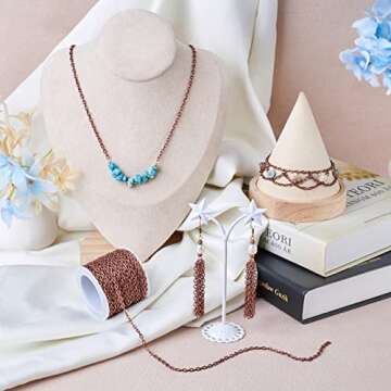 Pandahall 10M/10Yards Iron Cross Cable Chains Red Copper Color Twist Cross Necklace Finding Chains Size: Chains: About 4mm Long 2.7mm Wide 0.7mm Thick