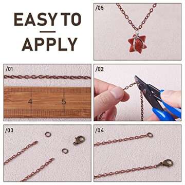 Pandahall 10M/10Yards Iron Cross Cable Chains Red Copper Color Twist Cross Necklace Finding Chains Size: Chains: About 4mm Long 2.7mm Wide 0.7mm Thick