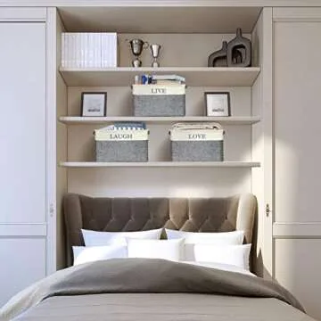 Sorbus Fabric Storage Cubes 15 Inch - Big Sturdy Collapsible Storage Bins with Dual Handles - Foldable Baskets for Organizing -Decorative Storage Baskets for Shelves | Home & Office Use -3 Pack| Grey