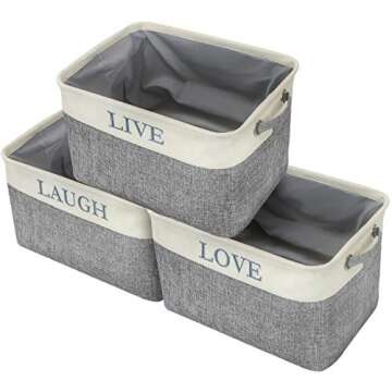 Sorbus Fabric Storage Cubes 15 Inch - Big Sturdy Collapsible Storage Bins with Dual Handles - Foldable Baskets for Organizing -Decorative Storage Baskets for Shelves | Home & Office Use -3 Pack| Grey