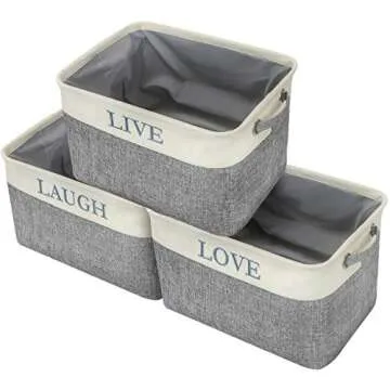 Sorbus Fabric Storage Cubes 15 Inch - Big Sturdy Collapsible Storage Bins with Dual Handles - Foldable Baskets for Organizing -Decorative Storage Baskets for Shelves | Home & Office Use -3 Pack| Grey