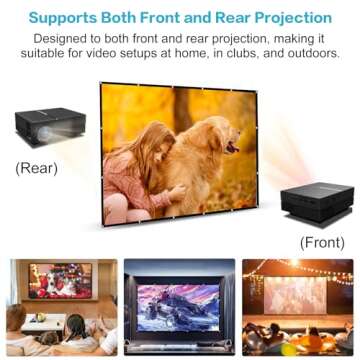 Taotique Projector Screen 120 inch, Movie Projector Screen 16:9 Foldable and Portable Anti-Crease Indoor Outdoor Projection Double Sided Video Projector Screen for Home, Party, Office, Classroom