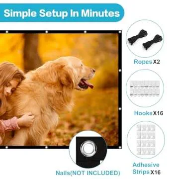 Taotique Projector Screen 120 inch, Movie Projector Screen 16:9 Foldable and Portable Anti-Crease Indoor Outdoor Projection Double Sided Video Projector Screen for Home, Party, Office, Classroom