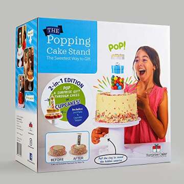 SURPRISE CAKE - 2 in 1 Popping Cake and Cupcake Stand - Pull-Ring Surprise