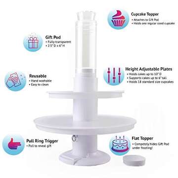 SURPRISE CAKE - 2 in 1 Popping Cake and Cupcake Stand - Pull-Ring Surprise