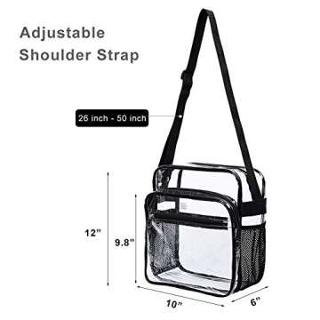 COVAX Clear Bag Stadium Approved, Clear Crossbody Messenger Shoulder Bag with Adjustable Strap for C...