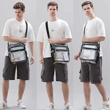COVAX Clear Bag Stadium Approved, Clear Crossbody Messenger Shoulder Bag with Adjustable Strap for Concerts, Sports Events