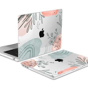 MEEgoodo for MacBook Air M3 M2 Case 2024 2022,Fit Model A3113 A2681, Clear Case for MacBook Air 13.6 inch, Laptop Hard Shell Cases with Keyboard & Webcam Cover & Screen Protector, Watercolor Floral 3