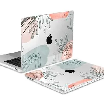 MEEgoodo for MacBook Air M3 M2 Case 2024 2022,Fit Model A3113 A2681, Clear Case for MacBook Air 13.6 inch, Laptop Hard Shell Cases with Keyboard & Webcam Cover & Screen Protector, Watercolor Floral 3