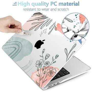 MEEgoodo for MacBook Air M3 M2 Case 2024 2022,Fit Model A3113 A2681, Clear Case for MacBook Air 13.6 inch, Laptop Hard Shell Cases with Keyboard & Webcam Cover & Screen Protector, Watercolor Floral 3