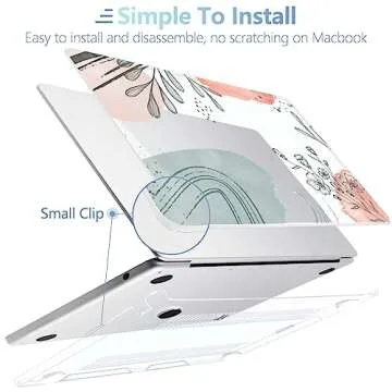 MEEgoodo for MacBook Air M3 M2 Case 2024 2022,Fit Model A3113 A2681, Clear Case for MacBook Air 13.6 inch, Laptop Hard Shell Cases with Keyboard & Webcam Cover & Screen Protector, Watercolor Floral 3