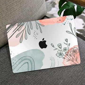 MEEgoodo for MacBook Air M3 M2 Case 2024 2022,Fit Model A3113 A2681, Clear Case for MacBook Air 13.6 inch, Laptop Hard Shell Cases with Keyboard & Webcam Cover & Screen Protector, Watercolor Floral 3