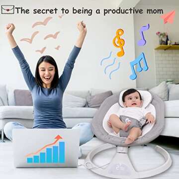 Bellababy Bluetooth Baby Swing for Infants, Compact & Portable, Intelligent Auto-Sensing, 5 Speed, 1...