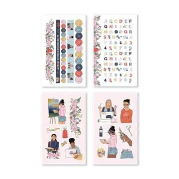 Rongrong Let's Get Crafty Planner Stickers Book for Planners, Calendars, Journals and Projects – Premium Quality Hand Drawn Creative Sewing Knitting Supplies – Scrapbook Accessories – 24 Pages