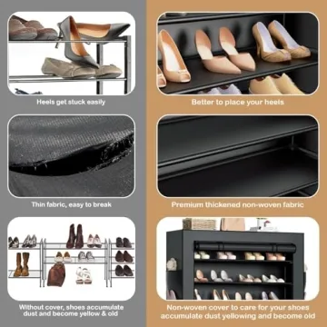 10Tier Large Tall Shoe Rack Organizer with Covers, Shoe Rack Storage Organizer Tall Shoe Shelf Large Capacity 40-50 Pairs Closet Organizers and Storage Garage Shoe Rack Organizer for Closet Entryway