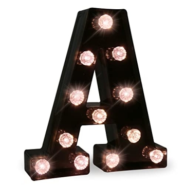 LED Black Alphabet Marquee Letters Sign Light Up with Diamond Bulb