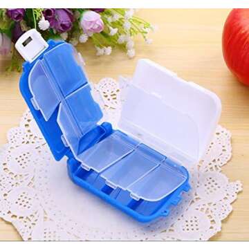 GracesDawn Pill Box Portable for Travel 8 Compartments Weekly Medicine Vitamin Plastic Pill Organize...