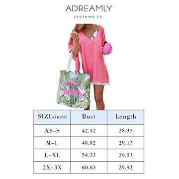 Adreamly Women's Pom Pom Trim Kaftan Chiffon Swimwear Bathing Suit Beach Cover Up Sky Blue Medium