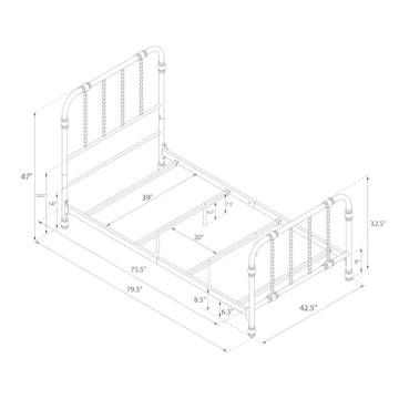 Stylish DHP Jenny Lind Kids Metal Bed Frame with Storage