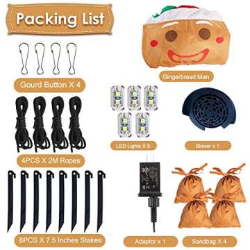 OurWarm 8ft Christmas Inflatables Outdoor Decorations, Gingerbread Man Giant Inflatable Christmas Yard Decorations with LED Lights, Blow Up Christmas Decorations for Outdoor Indoor Lawn Garden Decor