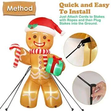 OurWarm 8ft Christmas Inflatables Outdoor Decorations, Gingerbread Man Giant Inflatable Christmas Yard Decorations with LED Lights, Blow Up Christmas Decorations for Outdoor Indoor Lawn Garden Decor