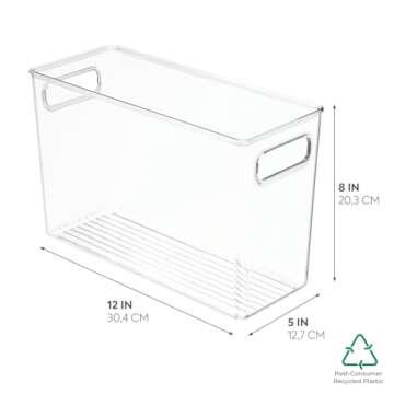 iDesign Plastic Stackable Kitchen Organizer Bin with Easy to Grip Integrated Handles for Kitchen, Fr...