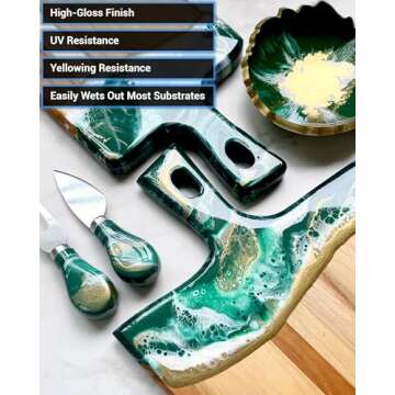 EcoPoxy UVPoxy Table Top Coating & Art Epoxy Resin Kit - 33.81 FL Oz / 1L: Fast-Curing, UV/Yellowing...