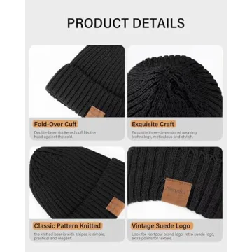 Nertpow Fleece Lined Winter Beanie Hats - 3 Pack
