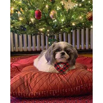 2 Pack Christmas Dog Plaid Bandana with Santa Snowman Appliques,Pet Dog Puppy Holiday Scarf