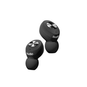 Sudio Tolv True Wireless Earbuds - Auto Pairing, Compact Charging Case, up to 35h Play Time, iOS, Android (Black)