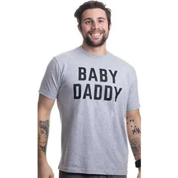 Baby Daddy | Funny New Father, Father's Day Dad Gift Humor Unisex T-shirt-Adult, Large, Grey