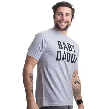 Baby Daddy | Funny New Father, Father's Day Dad Gift Humor Unisex T-shirt-Adult, Large, Grey