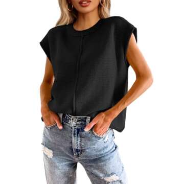 Saodimallsu Summer Tops for Women 2023 Casual Cap Sleeve Lightweight Knitted Loose Sweater Pullover ...