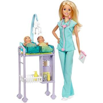 Barbie Doll Baby Doctor Play Set with Two Patients