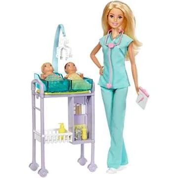 Barbie Doll Baby Doctor Play Set with Two Patients