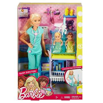 Barbie Doll Baby Doctor Play Set with Two Patients