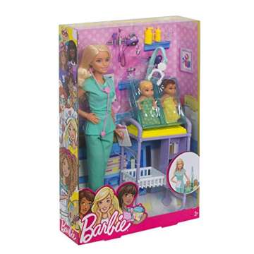 Barbie Doll Baby Doctor Play Set with Two Patients